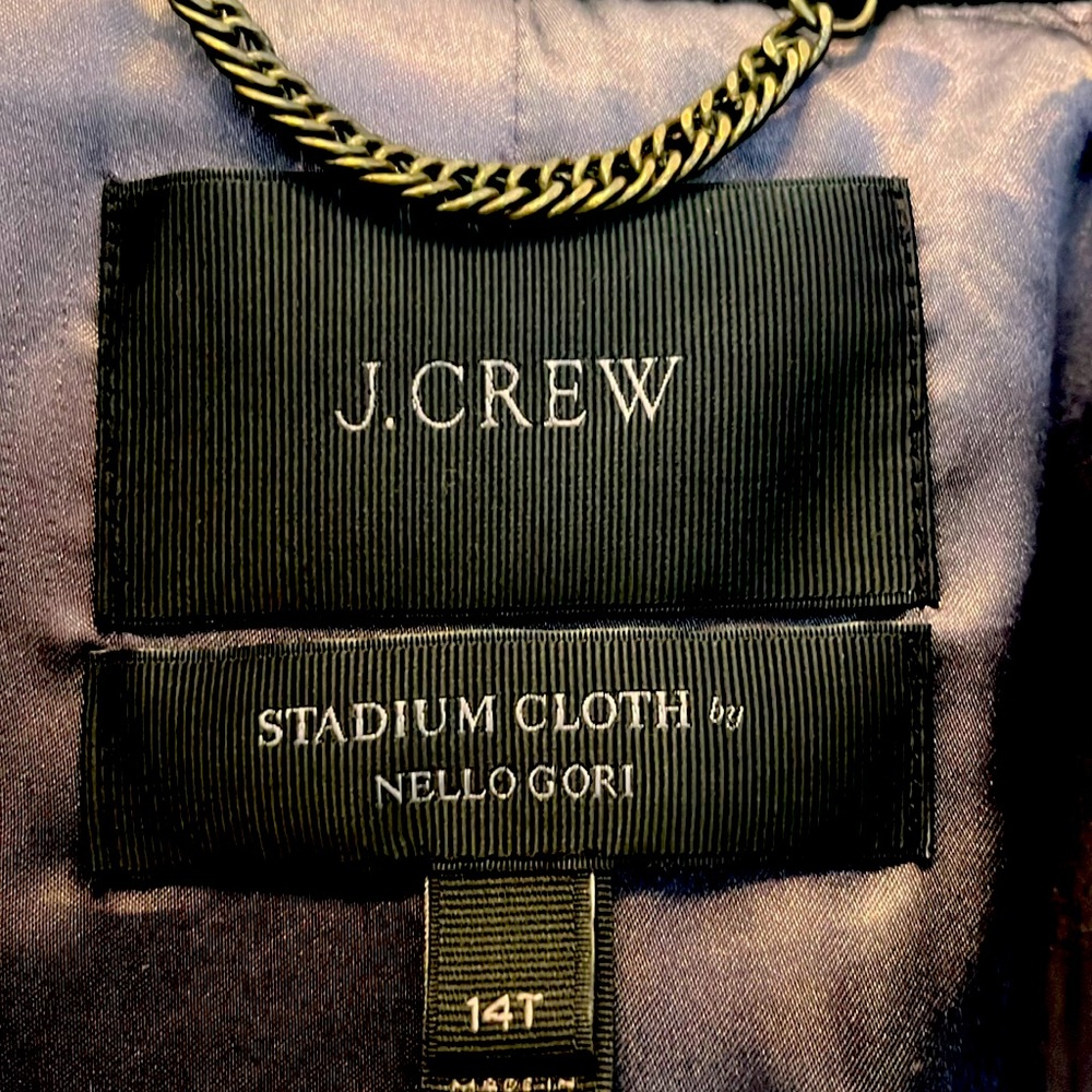 Black J crew 14 T Nello Gori stadium cloth standing collar coat